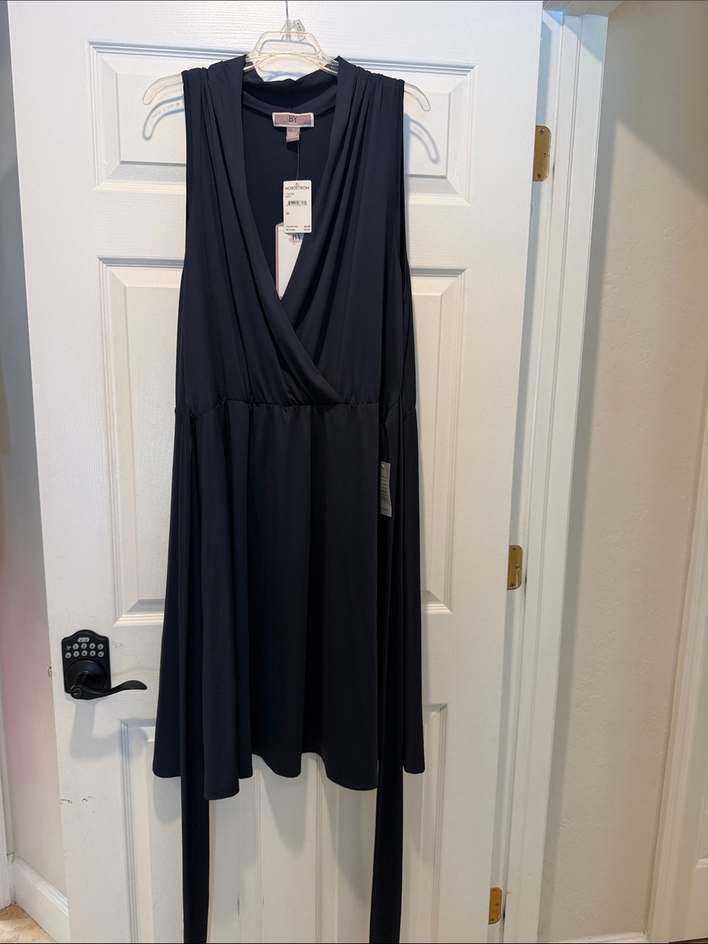 Sleeveless Wrap Midi Dress in Navy